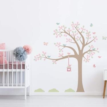 Imagem de Adesivo de Parede Infantil Quarto Meninas Árvore Passarinhos