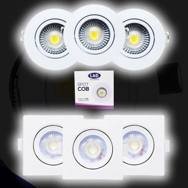 Imagem de Kit 5 Spot LED 7w 5w 3w Quadrado Redondo Branco Frio Casa Quarto Sala Rebaixamento Teto L&D