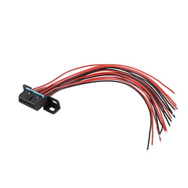 Imagem de X AUTOHAUX J1962F OBD2 Conector fêmea de 16 pinos porta de traço fio estanhado aberto cabos completos chicote fixo plugue montado 12 polegadas 30 cm