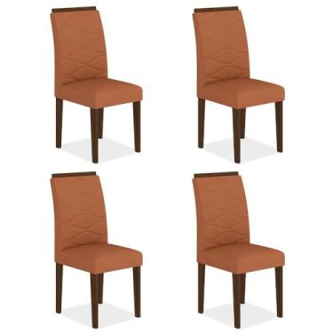 Imagem de Kit 4 Cadeiras Estofadas Everest Comfort Imbuia/suede Terracota - Ma Imbuia/suede Terracota
