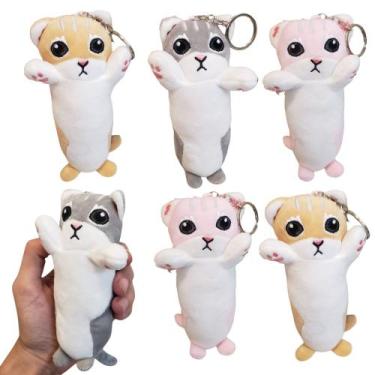 Imagem de KIT 6 Chaveiros Gatinho Pelúcia Lembrancinha Presente 16cm - MultiA, S