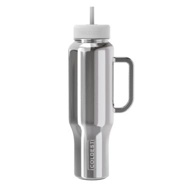 Imagem de Copo Coldest com alça e canudo, copo 100% à prova de derramamento com canudo (3 tampas), copos isolados de aço inoxidável à prova de vazamento para mulheres e homens, compatível com porta-copos, 1,304