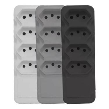 Imagem de Tomada Em Barra Quadrupla 2p-t 10a 4 Pinos - Stars Elétrica, Cinza