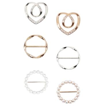 Imagem de 6 peças de clipes de anel de cachecol para mulheres, clipes de gravata de camiseta, lenço de seda, fivela de camisa, clipe apertado, para roupas, de metal, para canto, anel, escorregadores, Metal