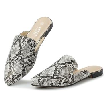 Imagem de MUSSHOE Mules para mulheres, sapatilhas, confortáveis, bico fino, mules femininas, Snake Pu, 35