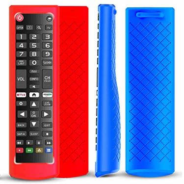 Imagem de Pacote com 2 capas para controle remoto LG TV, capa para controle remoto LG Smart TV AKB75095307 AKB75375604 AKB74915305 Original, capa de silicone de substituição que brilha no escuro vermelho azul