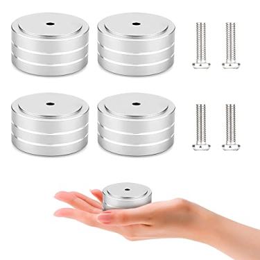 Imagem de 4PCS HiFi Audio Speaker Isolation Feet 40x20MM, Aluminum Vibration Proof Speaker Floor Protector for Loudspeaker/Subwoofer/Amplifiers/CD/AMP/Turntables/DVD Player/DAC (Silver)
