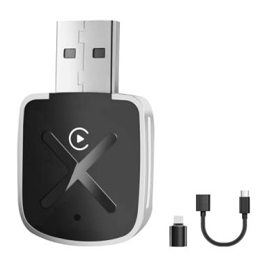 Imagem de Adaptador CarPlay sem fio para Apple iPhone, adaptador de reprodução com fio para carro sem fio com cabo de extensão USB e tipo C, adaptador sem fio Carplay compatível com carros de 2016 posteriores e