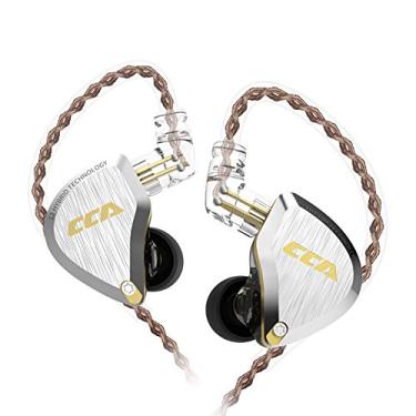 Imagem de Monitores intra-auriculares CCA C12, 5BA+1DD Híbrido HiFi Estéreo Isolamento IEM Fones de ouvido/Fones de ouvido com cabo removível sem emaranhamento 2 pinos para Audiófilo Musical, Amber Gold, Without MIC