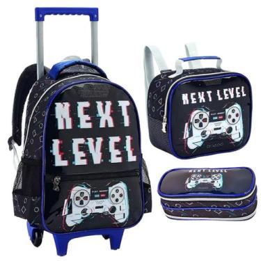 Imagem de Kit Mochila De Rodinha Bolsa Estojo Lancheira Video Game - Klizz