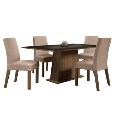 Imagem de Mesa Tampo De Madeira Com 4 Cadeiras Rustic/preto/imperial