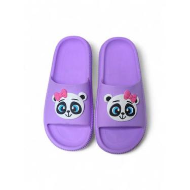 Imagem de Chinelo slide panda escolar unissex infantil juvenil adulto confortáve