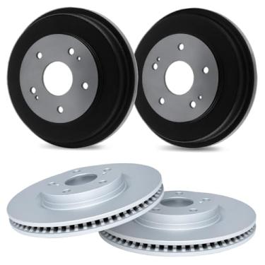 Imagem de R1 Concepts Conjunto de tambor e rotor de freio a disco revestido de carbono dianteiro e traseiro Ford 1966-1966, Mercury Galaxie, personalizado, Country Squire, Galaxie 500, Custom 500, LTD