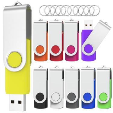 Imagem de Wooolken Flash Drives 2GB pacote com 10, pen drives USB 2.0 com chaveiros Memory Stick USB Drive Pendrive para PC Laptop (Mixcores)