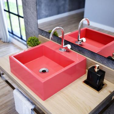 Imagem de Kit Cuba Q355 Torneira C50 Válvula 1 Polegada Abs Compace Rosa