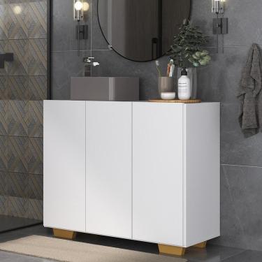 Imagem de Gabinete Banheiro 3 Portas 90cm Mp5031 Branco Natural