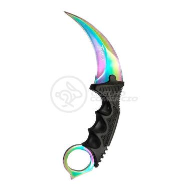 Imagem de Knife Rainbow Karambit Com Fio Manobras Arco Iris Inox