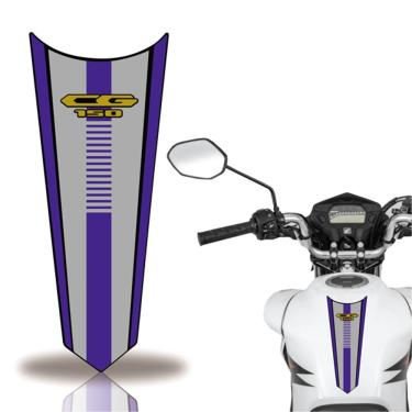 Imagem de Adesivo Faixa Gravata Tanque Moto Cg 160 150 Titan Fan 150 Azul