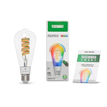 Imagem de Lâmpada Led Smart Wi-fi Inteligente St64 Filamento 6w E27 Rgb Taschibra