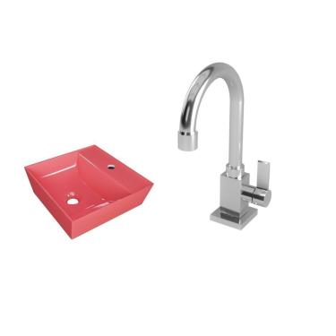 Imagem de Kit Cuba Aq33 Volcano Com Torneira Luxo Rosa