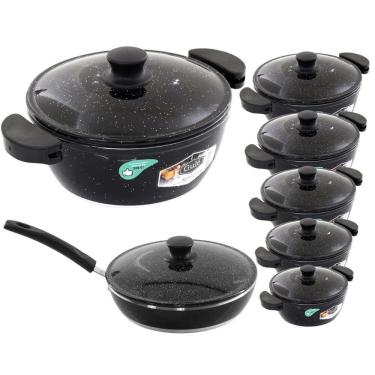Imagem de Jogo De Panelas 7 Peças Gulê Alumínio Fundido Preto