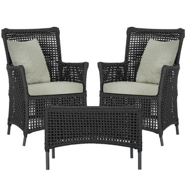 Imagem de 2 Poltronas 1 Mesa Igapó Em Alumínio Preta Corda Náutica E3 Preto