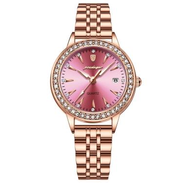 Imagem de Relógio De Quartzo Elegante Para Mulheres Luxo Com Strass Pulseira De Aço Inoxidável Ou...
