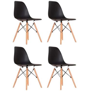 Imagem de Conjunto 4 Cadeiras Para Sala De Jantar Eames Eiffel Dkr Preto