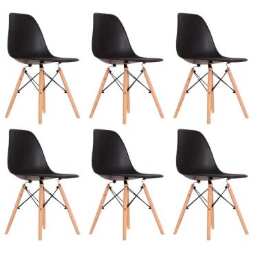 Imagem de Conjunto 6 Cadeiras Para Sala De Jantar Eames Eiffel Dkr Preto