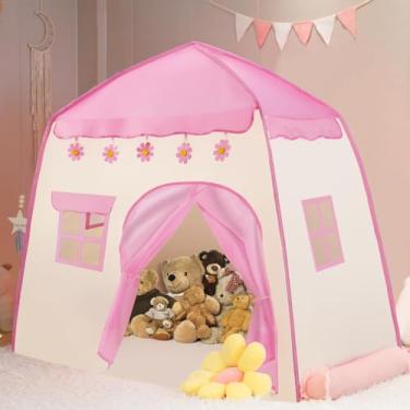 Imagem de Cabana, Casinha de Brinquedo, Barraca,Tenda, Barraca Rosa, Dobrável E Fácil de Montar