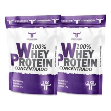Imagem de Kit 2 Refil 4kg Whey Protein Stronghorn 100 Concentrado 32g Proteína N