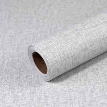Imagem de Qianglive Papel de parede cinza Grasscloth Peel and Stick 39.9 cm x 998.2 cm papel de contato texturizado moderno papel de parede de vinil autoadesivo removível de linho falso para armários de cozinha
