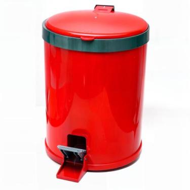 Imagem de Lixeira Pedal Cesto De Lixo Tampa 5 Litros Vermelha Cozinha Banheiro V