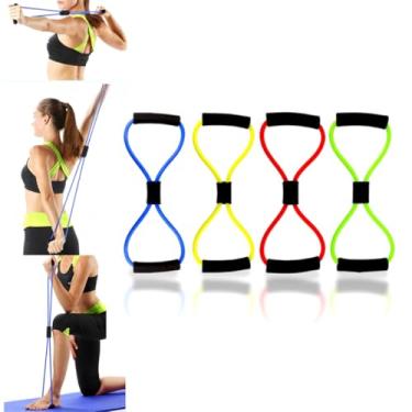 Imagem de Kit 5 Faixas Elásticas + Corda de Pular - Resistência Variada para Treino Funcional, Pilates e Fisioterapia(5 FAIXAS + 1 ELASTICO EXTENSOR)