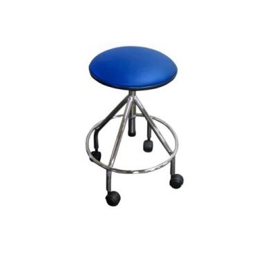 Imagem de Mocho Banco Giratório Regulável Inox Odonto Hospitalar Azul - Metal So