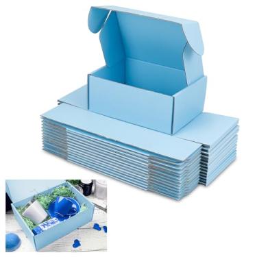 Imagem de Memrita Caixas De Papelão Ondulado Memrita, 8 X 6,3 Polegadas, Conjunto Com 25 Correio, Adequadas Para Envio, Armazenamento Itens E Embalagem Presentes, Azul