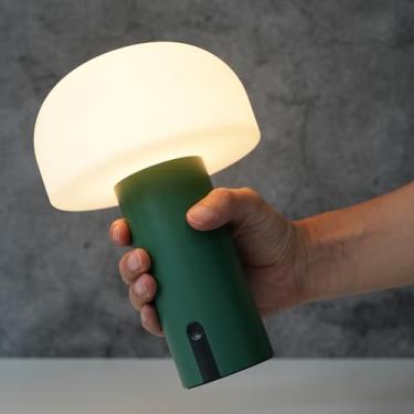 Imagem de Luminária em forma de cogumelo ILOVINIT, uso externo, recarregável, sem fio, impermeável, portátil com bateria, carregamento USB, luz noturna, ajuste com toque, casa, varanda, restaurante, verde