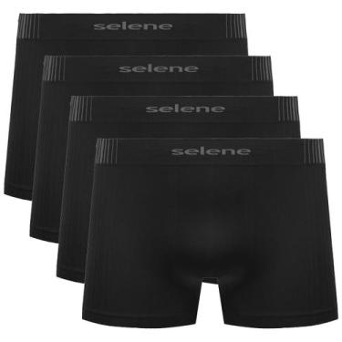 Imagem de Kit 4 Cueca Infantil Microfibra Selene Sem costura Boxer, Preto, M