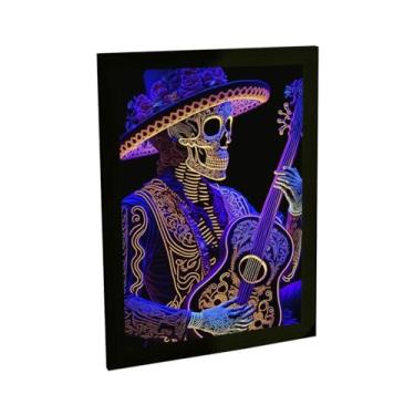 Imagem de Quadro Decorativo Santa Murte Violão Ilustração Dark Roxo Decoração Poster Quarto Sala