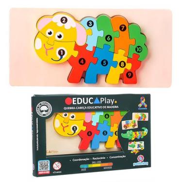 Imagem de Jogo De Números Para Crianças Com Quebra-Cabeça Educativo De Madeira R