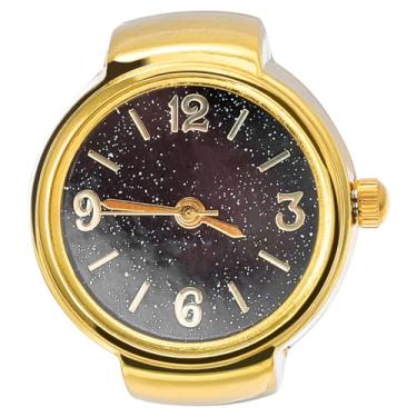 Imagem de Relógio de dedo feminino masculino Baluuue, anel vintage, relógio redondo de quartzo, analógico, anel de dedo para aniversário, formatura, preto