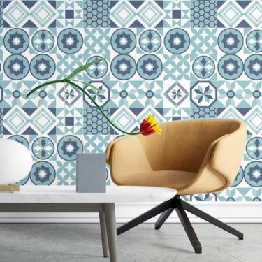 Imagem de Papel de Parede Adesivo Azulejo Azul N03025 Rolo 0,58X2,5M - Adesivo B