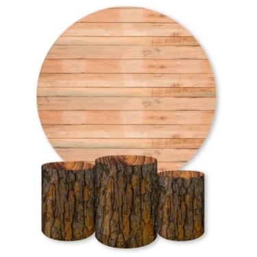 Imagem de Capas Para Painéis + Capas Cilindros Para Festas Tema Madeira(Normal,Kit Completo | 1590)