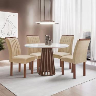 Imagem de Conjunto Mesa Tampo Redondo Plus Vidro Kansas 100cm 4 Cadeiras Arizona