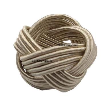 Imagem de KIT 04 Argola Porta Guardanapo Anel Trançado Areia Luxo Mesa Posta - M