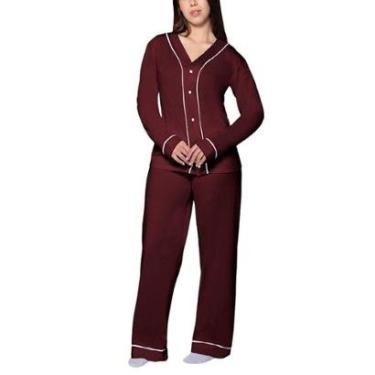 Imagem de Pijama Lupo Feminino Adulto Longo Aberto "Americano" Algodão-Feminino