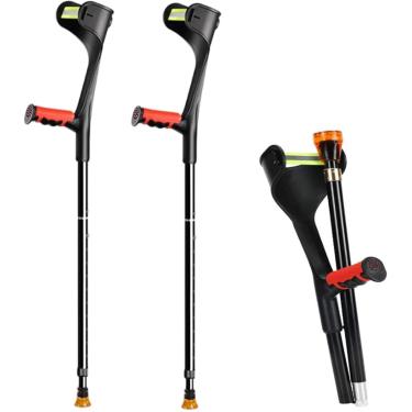 Imagem de 1 Par De Muletas Dobráveis Para Antebraço Manguito Fechado Muletas De Caminhada Ajustáveis Em Altura Para Adultos Muletas Ortopédicas Muletas Ergonômicas, Black, Suitable height:140-185CM