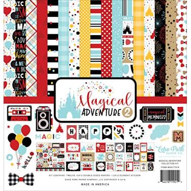 Imagem de Echo Park Paper Company Kit de coleção Magical Adventure 2, preto, vermelho, amarelo, azul-petróleo, kraft, 30,5 x 30,5 cm