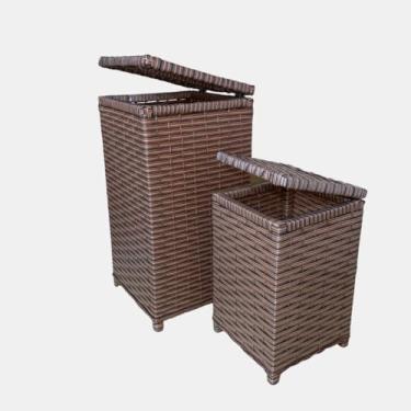 Imagem de Kit com 2 Cestos Organizadores Verticais para Roupa e Meia Suja Ideal para Lavanderia e Quarto de Bebe(Indiano/Café)