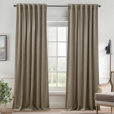 Imagem de StangH Cortinas de veludo retrô estéticas, tratamentos de janela com redução de ruído de escurecimento leve, painéis de decoração de casa elegantes supermacios para divisórias de moradia/quarto, L 125